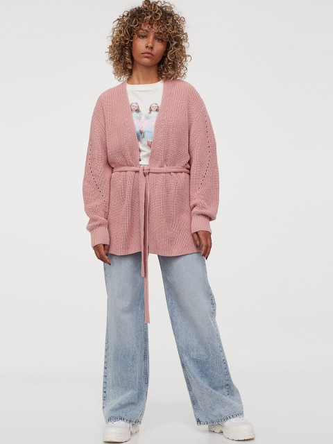 H&M Cardigan with a tie belt, Pink