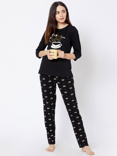 

Sweet Dreams Women Black & White Printed Night suit