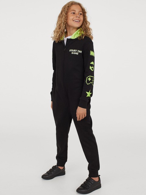 

H&M Boys Black Sweatshirt All-In-One Suit