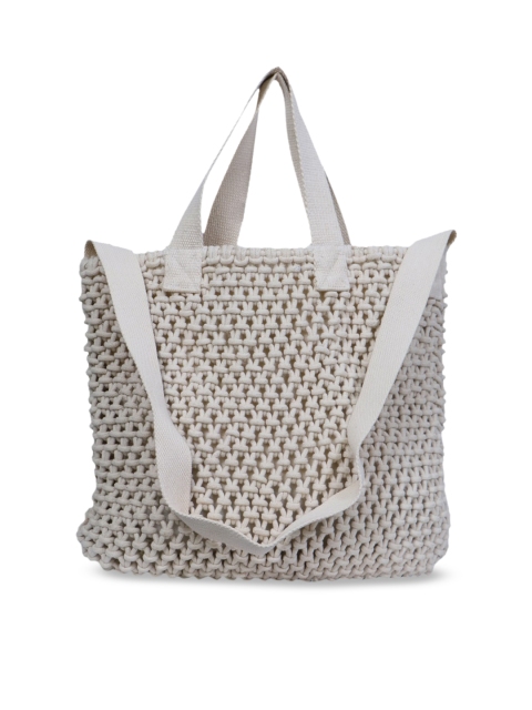 

Diwaah White Self Design Tote Bag