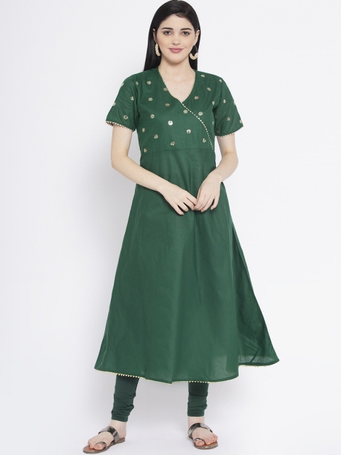 

studio rasa Women Green Solid Kurta with Churidar