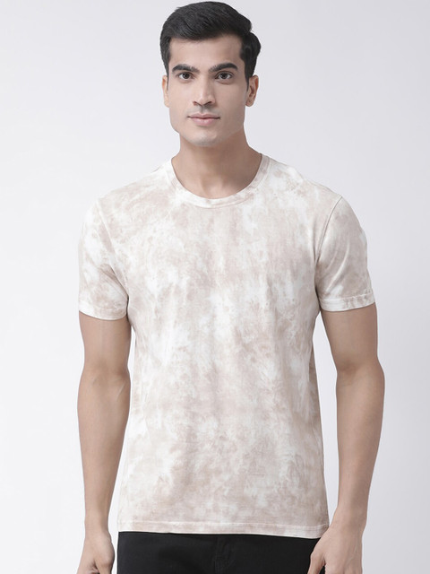 

Club York Men Beige & White Dyed Round Neck T-shirt