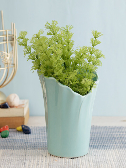 

TAYHAA Blue Solid Glass Flower Vase