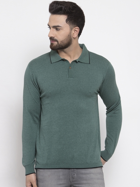 

Kalt Men Sea Green Solid Pullover Sweater
