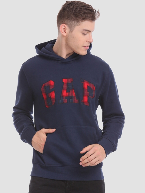 

GAP Navy Blue Plaid Logo Hoodie