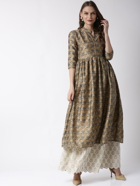 

Soch Women Beige Printed A-Line Kurta