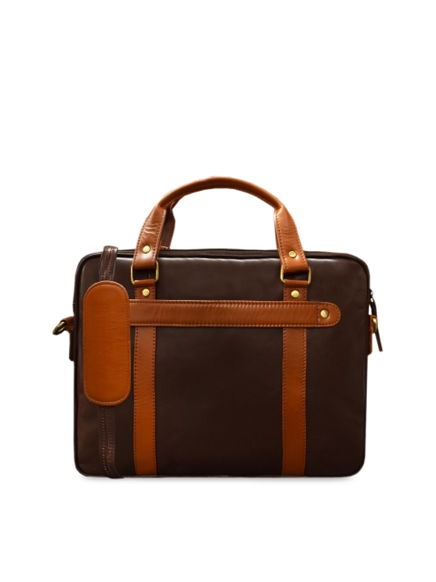 

ABYS Unisex Brown Colourblocked Leather Laptop Bag