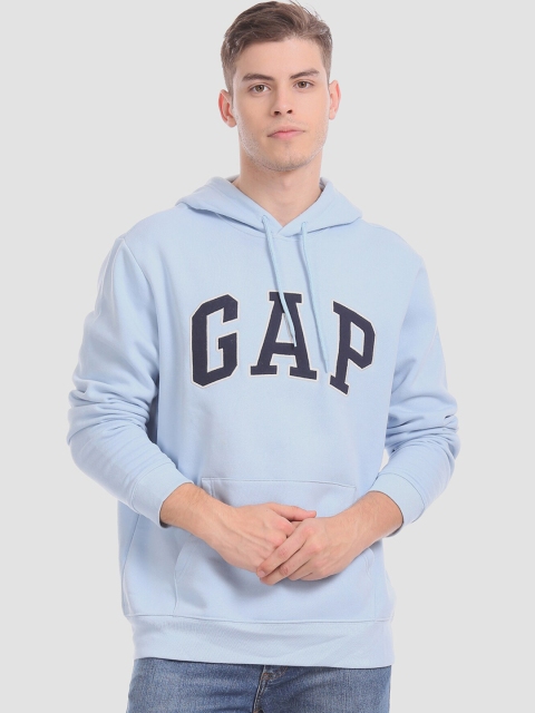 

GAP Men Blue Printed Hooded Sweatshirt