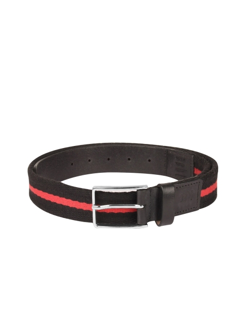 

echt Men Black & Red Striped Genuine Leather Belt