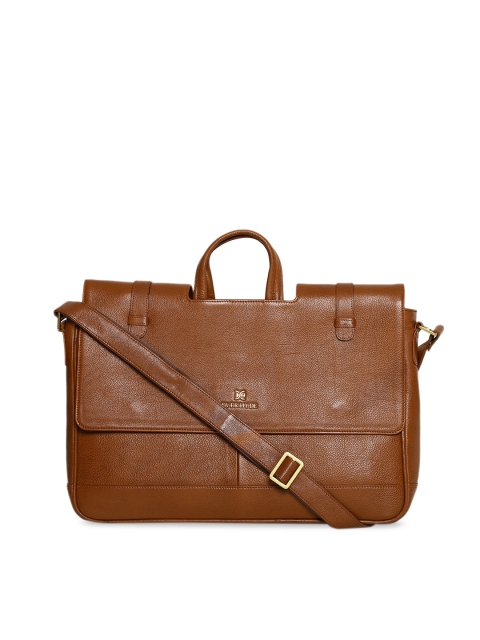 

EVER HYDE Men Tan Brown Solid Bucolic Leather Laptop Bag
