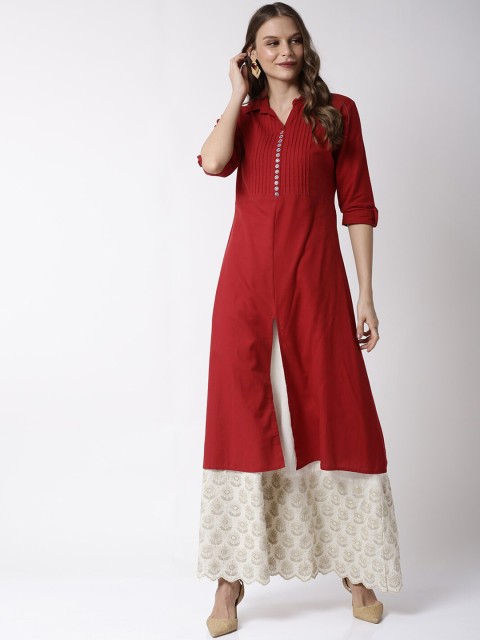 

Soch Women Red Solid A-Line Kurta