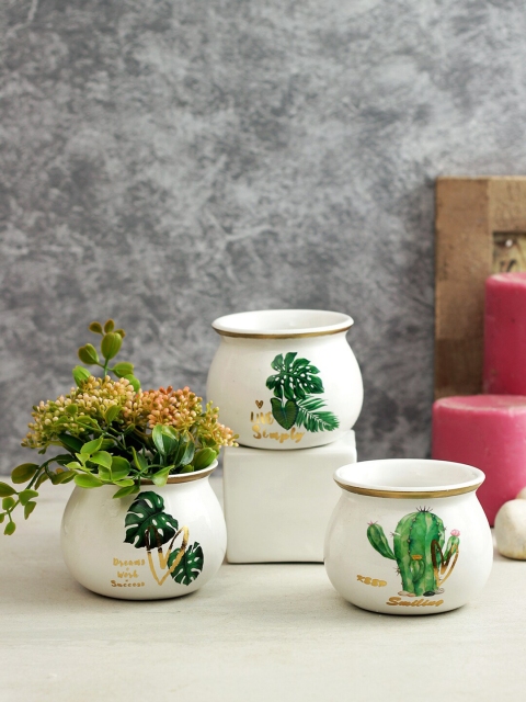 

Aapno Rajasthan White Set of 3 Handcrafted Ceramic Planters