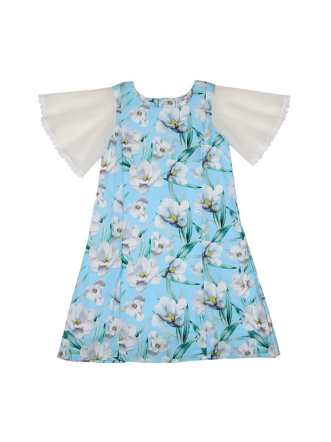 

Doodle Girls Blue Floral Printed A-Line Dress