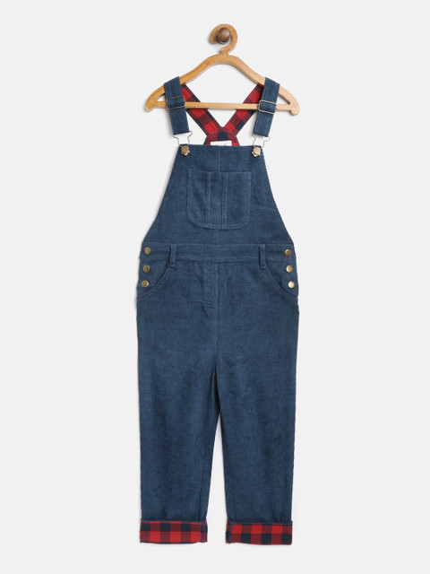 

Cherry Crumble Unisex Kids Blue Solid Straight-Leg Denim Playground Dungarees
