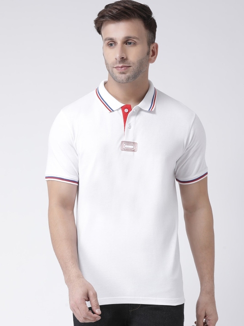 

COBB Men White Solid Polo Collar T-shirt