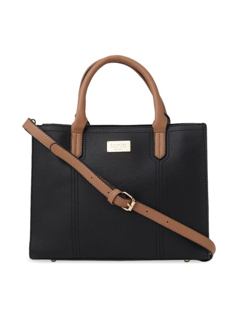 

ToniQ Black & Brown Solid Handheld Bag