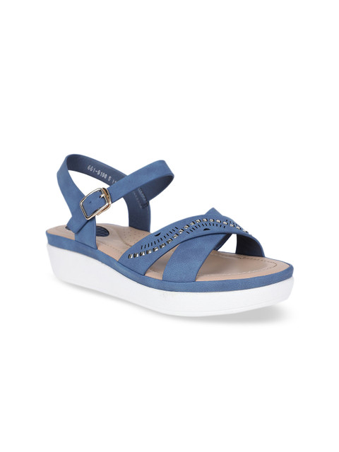 

Bata Women Blue Textured Platforms