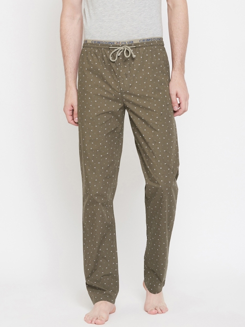 

Crimsoune Club Men Olive Green Printed Lounge Pants