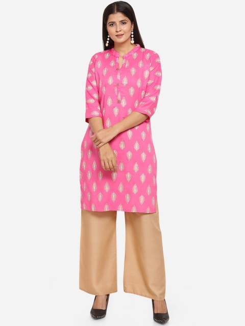 

SHEEYA Women Pink & Beige Printed Kurta with Palazzos