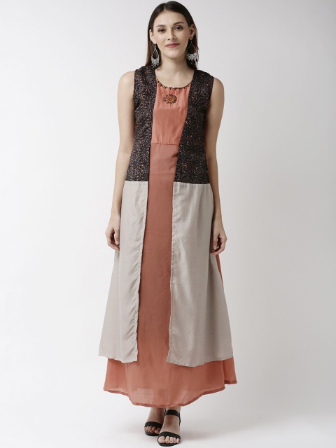 

Soch Women Orange Solid Maxi Dress
