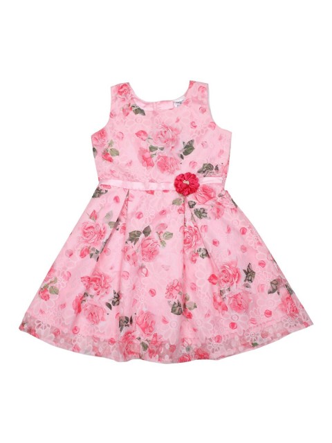 

Doodle Girls Pink Printed Fit and Flare Dress