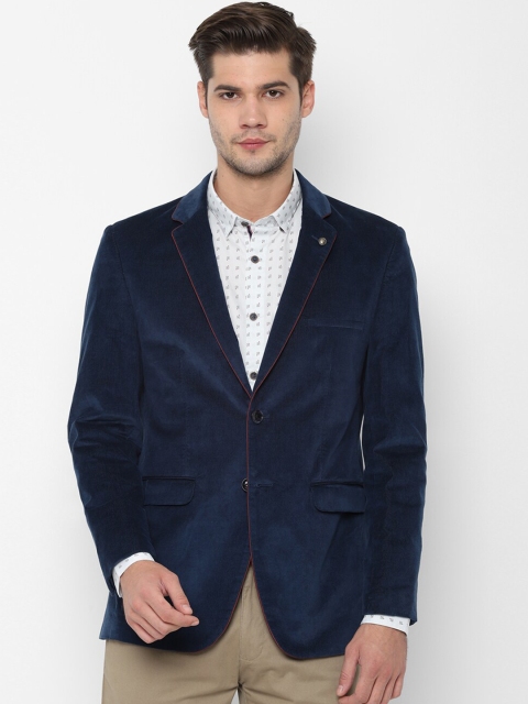 

Allen Solly Men Navy Blue Solid Slim-Fit Single-Breasted Casual Pure Cotton Blazer
