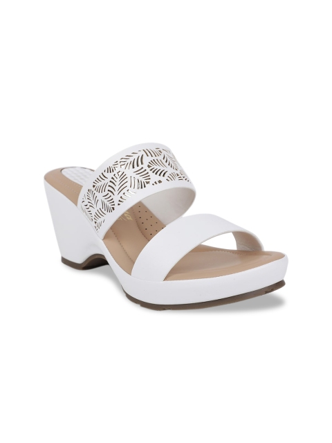 

Bata Women White Laser Cut Wedges