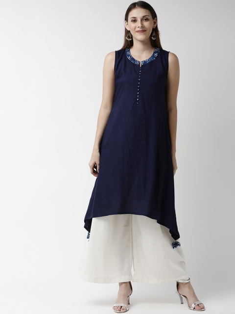 

Soch Women Navy Blue Solid A-Line Kurta