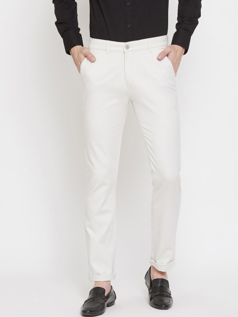 

Crimsoune Club Men Off-White Slim Fit Solid Regular Trousers