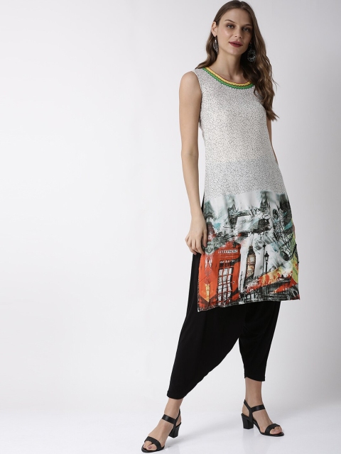 

Soch Women White Printed Straight Kurta