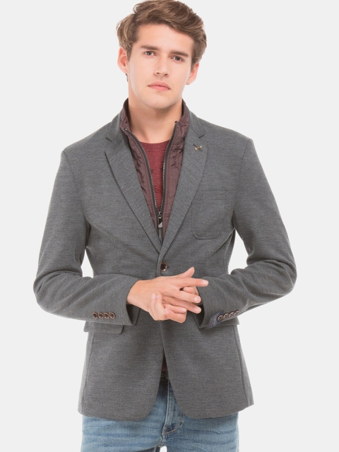 

Arrow Sport Men Grey Self-Design Slim-Fit Single-Breasted Casual Blazer