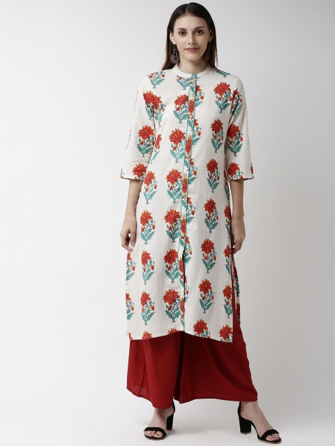 

Soch Women White Floral Printed Straight Kurta