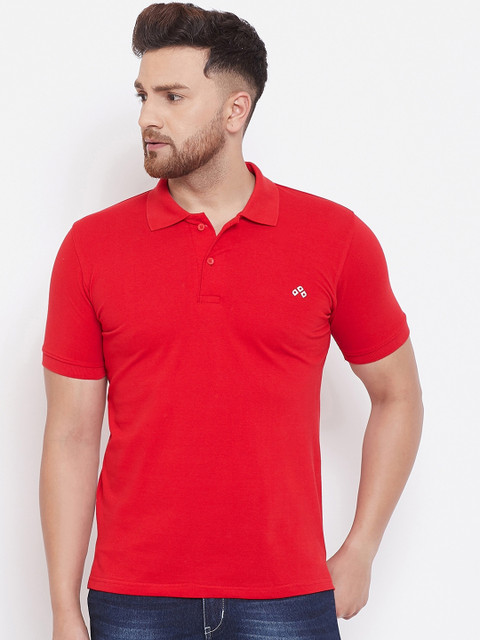 

ALIZA Men Red Solid Polo Collar T-shirt