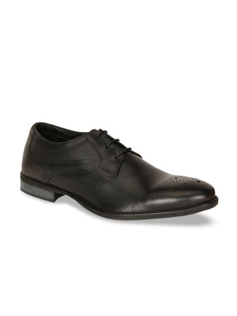 

Bata Men Black Solid Leather Formal Derbys