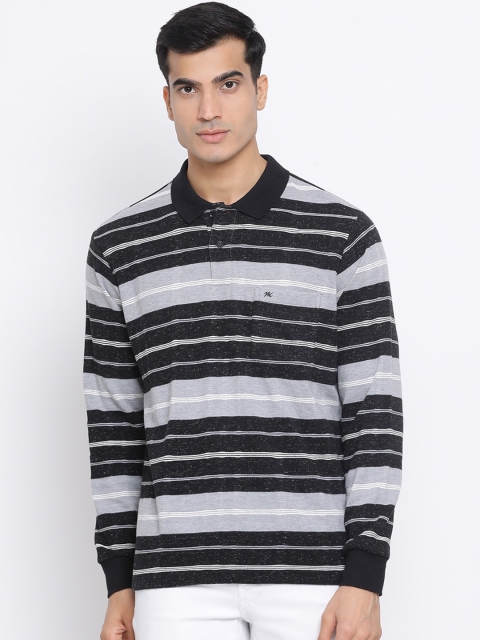

Monte Carlo Men Grey Striped Polo Collar T-shirt
