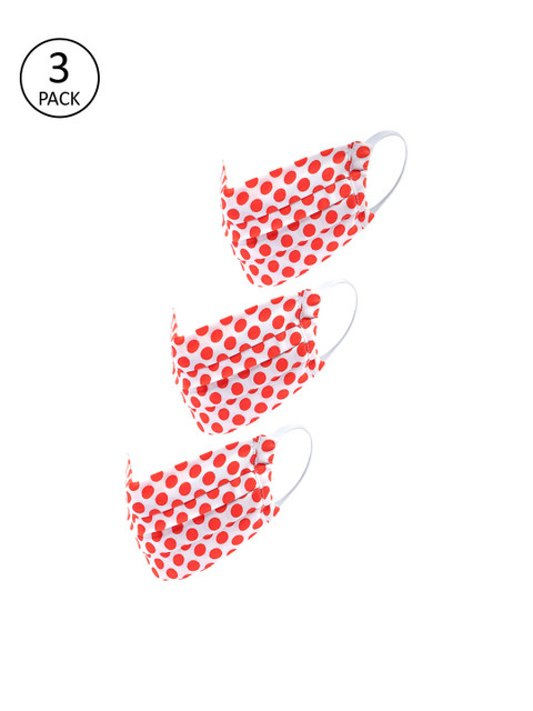 

LEGAL BRIBE Women 3Ply 3Pcs Printed Protective Outdoor Face Masks, Red