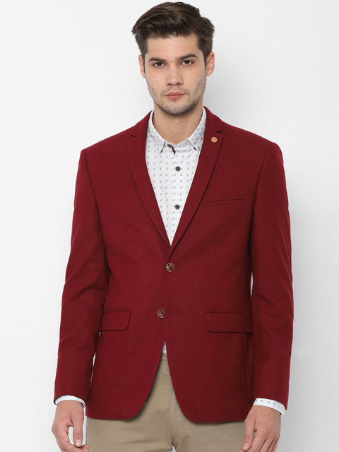 

Allen Solly Men Maroon Solid Slim-Fit Single-Breasted Blazer