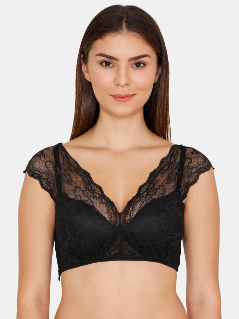 

Zivame Black Lace Non-Wired Lightly Padded Everyday Bra