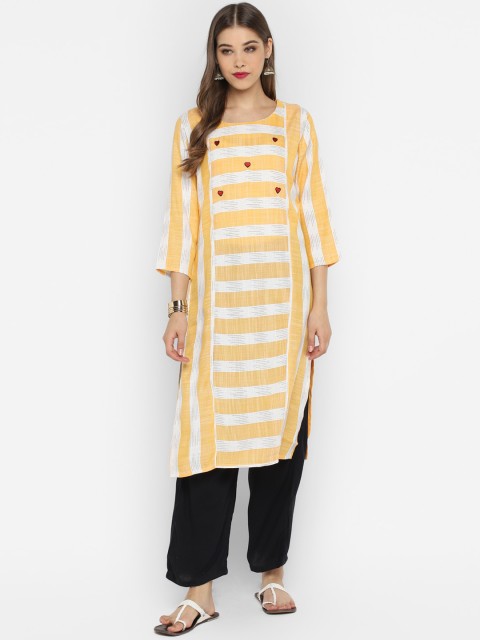 

CHRISTEENA Women Yellow & Black Printed Kurta with Palazzos