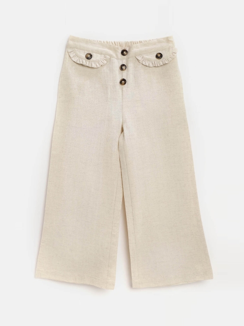 

Cherry Crumble Girls Off-White Loose Fit Solid Culottes