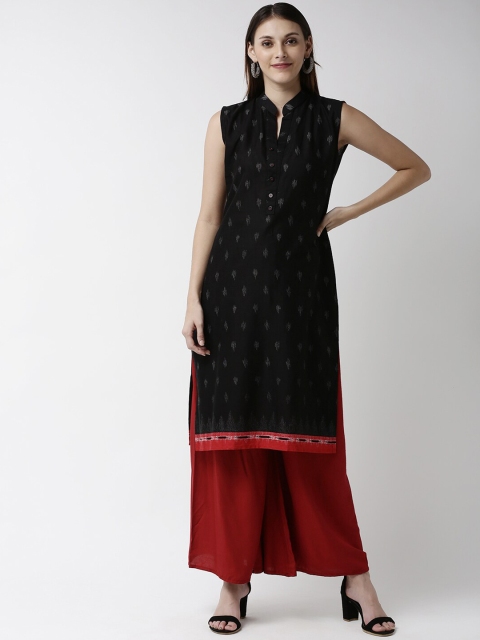 

Soch Women Black & Off-White Printed Straight Kurta