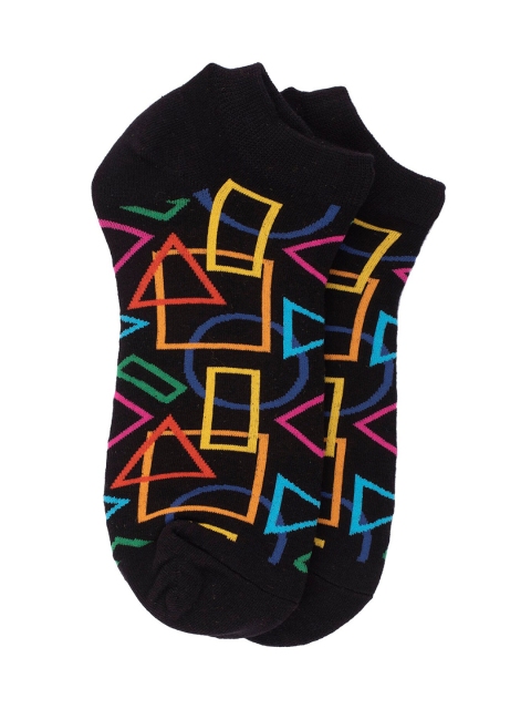 

The Tie Hub Men Black & Blue Patterned Ankle-Length Socks