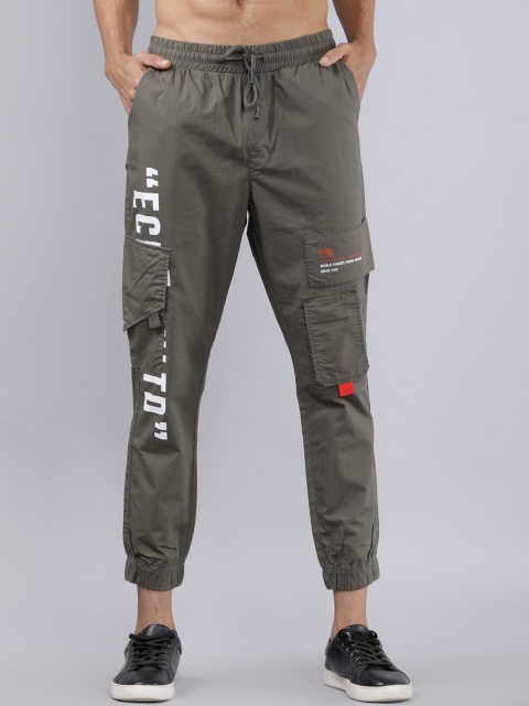 Ecko Unltd Men Olive Green Slim Fit Solid Joggers