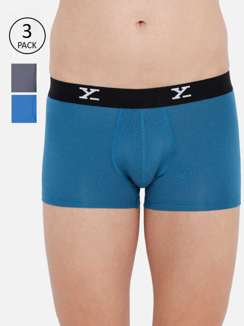 

XYXX Men Pack Of 3 Solid Ultra-Soft Antimicrobial Trunks XYTRNK3PCKN42, Blue