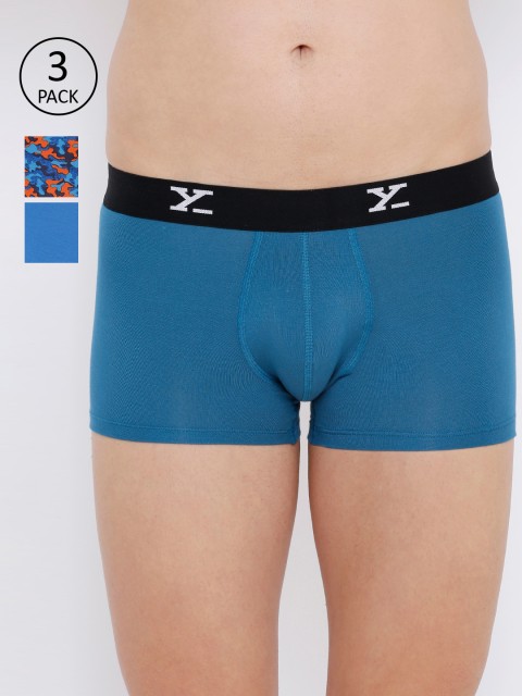 

XYXX Men Pack Of 3 Ultra-Soft Antimicrobial Trunks XYTRNK3PCKN327, Blue