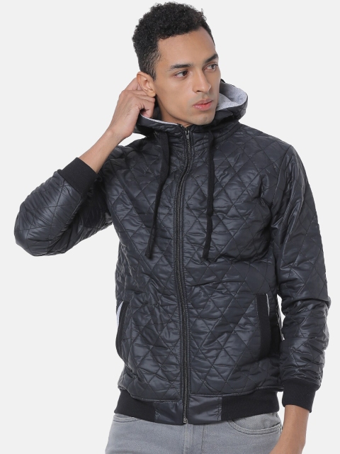 

Campus Sutra Men Black Solid Windcheater Quilted Jacket