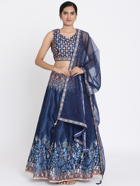 

Koskii Navy Blue Ready to Wear Lehenga & Blouse with Dupatta