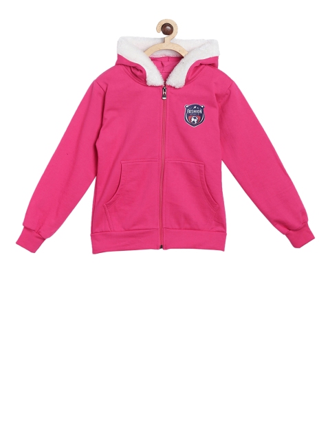 

SWEET ANGEL Girls Pink Solid Hooded Sweatshirt