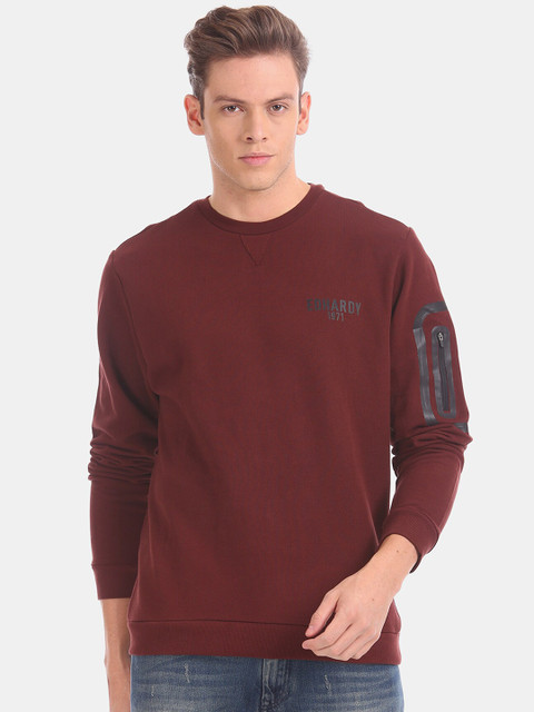 

Ed Hardy Men Maroon Solid Sweatshirt
