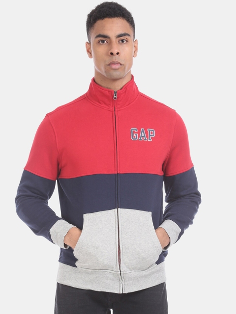 

GAP Men Red & Grey Colourblocked Sweatshirt